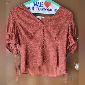 Madewell Pink Flutter Sleeve Ruched Blouse